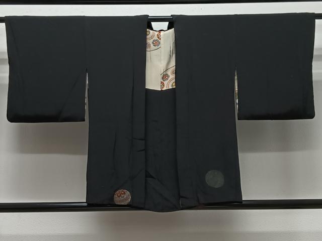 平和屋着物#羽織 寿光織 動物文 黒地 銀糸 正絹 逸品 CABL4005ua