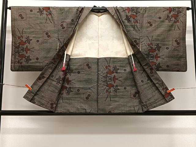 平和屋着物#本場大島紬 羽織 草花文 正絹 逸品 CABL4007ua