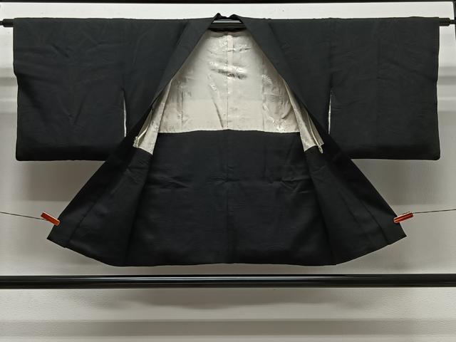 平和屋着物#羽織 草花地紋 黒地 正絹 逸品 CABL4019ua