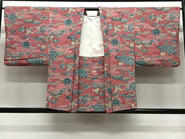 平和屋着物#羽織 型染め 雲取り草花文 正絹 逸品 CABL4024ua