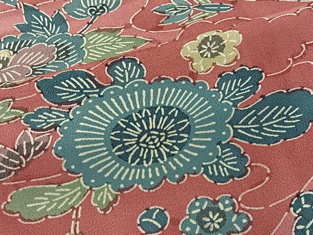 平和屋着物#羽織 型染め 雲取り草花文 正絹 逸品 CABL4024ua