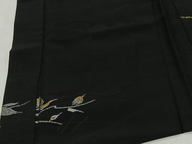 平和屋着物#羽織 寿光織 草花文 黒地 金銀糸 正絹 逸品 CABL4027ua