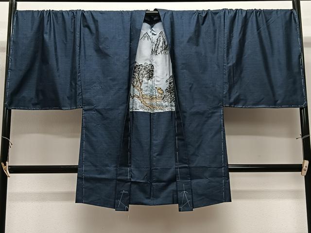 平和屋着物#男性 本場大島紬 長羽織 100亀甲 総詰め キングサイズ 正絹 逸品 CABL4044ua