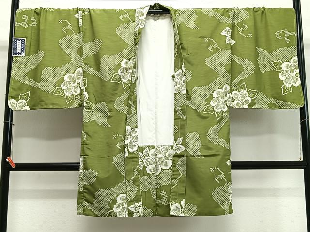 平和屋着物#男性 長羽織 流水草花文 キングサイズ 洗える着物 未使用 CABL4069ua