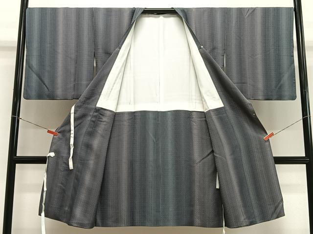 平和屋着物#道行コート 縞 暈し染め ロング丈 正絹 逸品 CABL4074ua