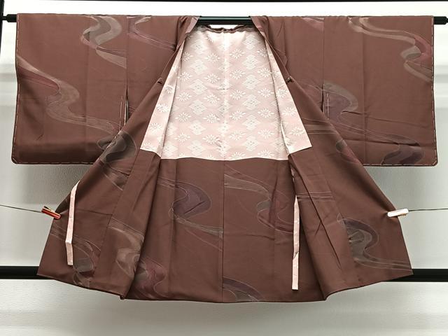 平和屋着物#道行コート 地紋起こし 流水文 正絹 逸品 未使用 CABL4103ua