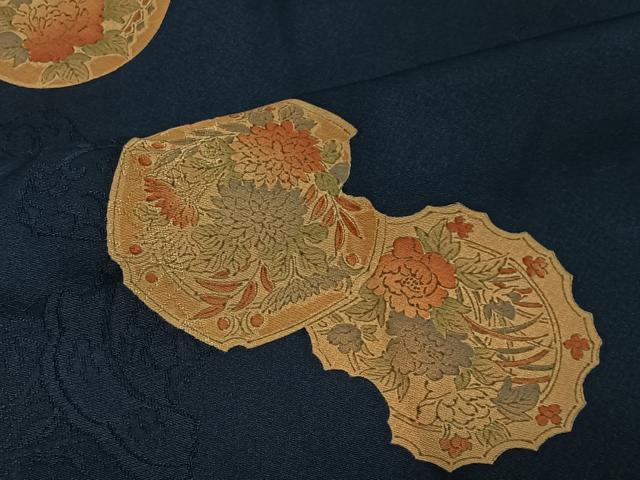 平和屋着物#道行コート 絵皿草花文 正絹 逸品 CABL4105ua