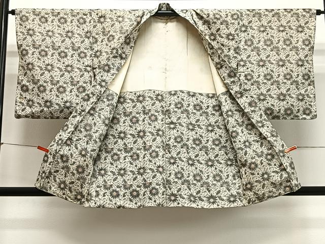 平和屋着物#羽織 お召地 草花文 正絹 逸品 CABL4113ua