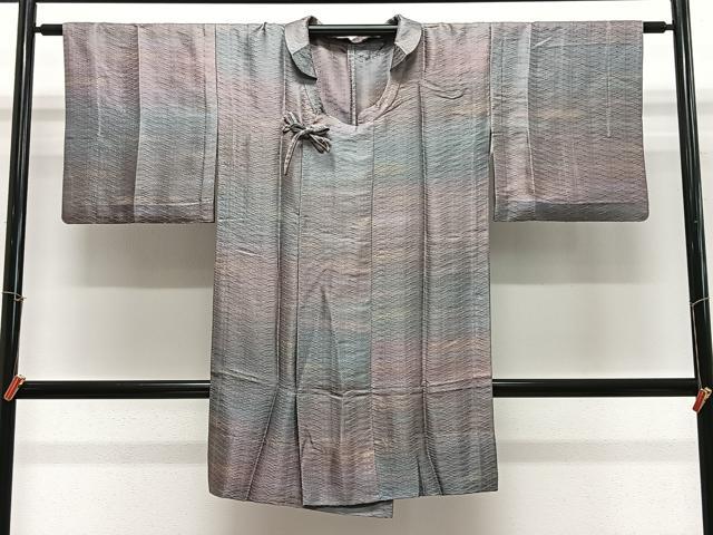 平和屋着物#道行コート 単衣 菱地紋 暈し染め ロング丈 正絹 逸品 CABL4128ua