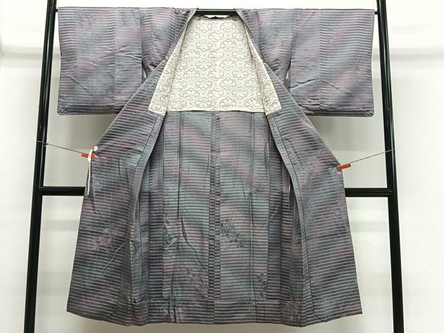 平和屋着物#道行コート 雨コート 横段花地紋 暈し染め 正絹 逸品 CABL4130ua