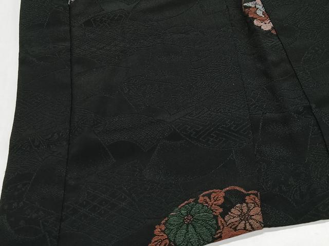 平和屋着物#羽織 寿光織 雪輪草花文 黒地 銀糸 正絹 逸品 CABL4137ua