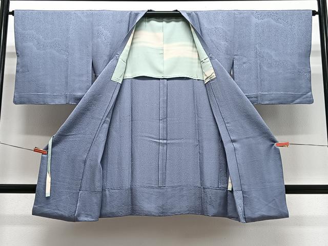 平和屋着物#道行コート 雲取り地紋 藤鼠色 正絹 逸品 CABL4140ua
