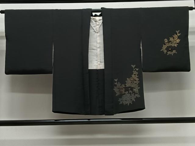 平和屋着物#羽織 駒刺繍 花鼓 黒地 金彩 正絹 逸品 CABL4145ua