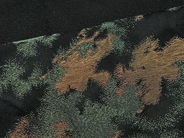 平和屋着物#羽織 寿光織 抽象文様 黒地 金銀糸 正絹 逸品 CABL4148ua