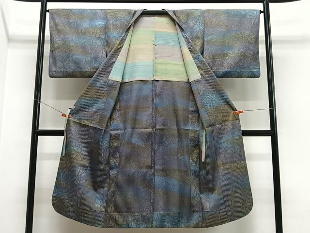 平和屋着物#道行コート 草花文 暈し染め ロング丈 正絹 逸品 CABL4150ua