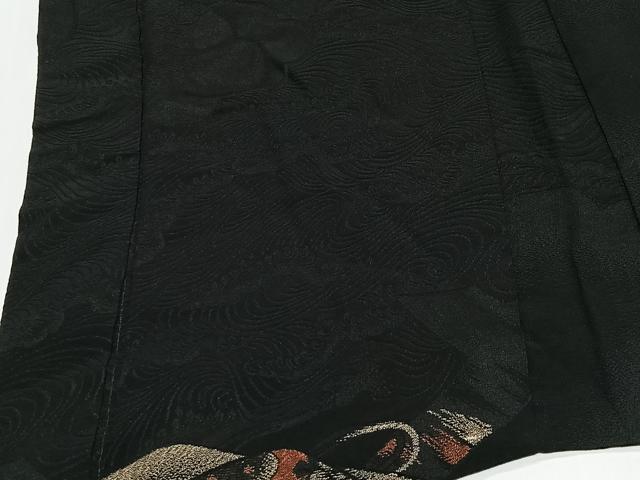平和屋着物#羽織 寿光織 文箱 黒地 金銀糸 正絹 逸品 CABL4154ua