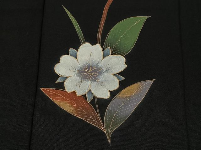 平和屋着物#羽織 草花文 黒地 金彩 正絹 逸品 CABL4160ua