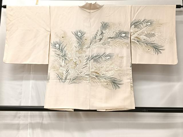 平和屋着物#羽織 寿光織 孔雀羽草花文 金銀糸 正絹 逸品 CABL4166ua