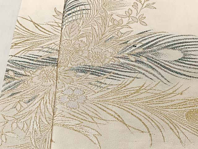 平和屋着物#羽織 寿光織 孔雀羽草花文 金銀糸 正絹 逸品 CABL4166ua
