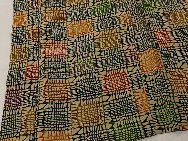 平和屋着物#羽裏 型染め 格子 正絹 逸品 CABL4171ua