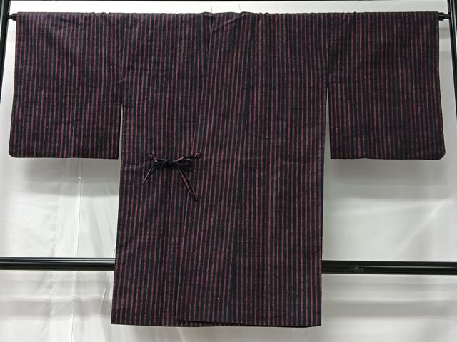 平和屋着物#道中着 紬地 縞 正絹 逸品 CABL4174ua