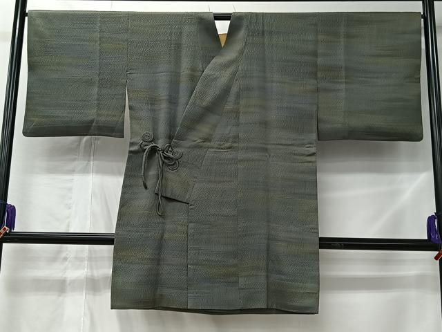 平和屋着物#道中着 横段文 ロング丈 正絹 逸品 CABL4196ua