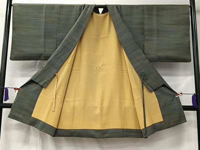 平和屋着物#道中着 横段文 ロング丈 正絹 逸品 CABL4196ua