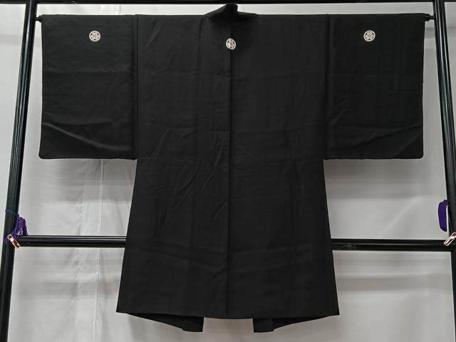 平和屋着物#男性 長羽織 黒紋付 正絹 逸品 CABL4207ua