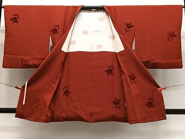 平和屋着物#道行コート ビロード 橘 正絹 逸品 CABL4243ua