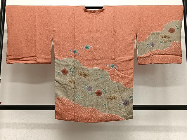 平和屋着物#道行コート 絞り 地紙花文 金彩 正絹 逸品 CABL4259ua