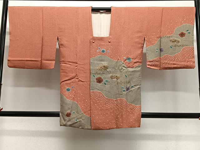平和屋着物#道行コート 絞り 地紙花文 金彩 正絹 逸品 CABL4259ua