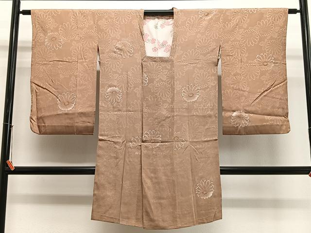 平和屋着物#道行コート 地紋起こし 草花文 金彩 ロング丈 正絹 逸品 CABL4262ua