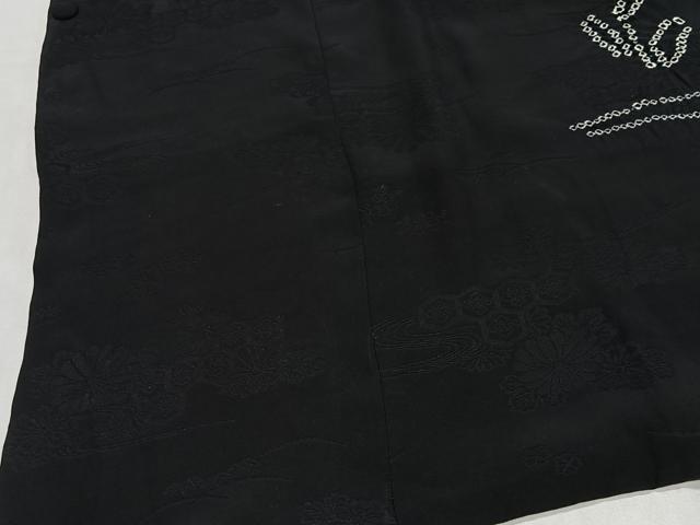 平和屋着物#道行コート 絞り 流水枝花文 黒地 正絹 逸品 CABL4265ua