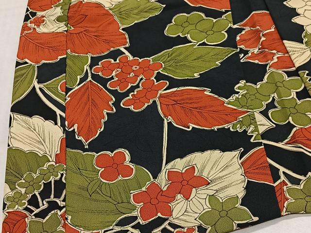 平和屋着物#羽織 草花文 黒地 正絹 逸品 CABL4308ua