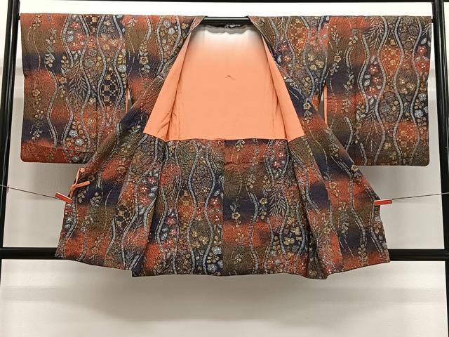 平和屋着物#道行コート 立涌草花文 暈し染め 金彩 正絹 逸品 CABL4320ua