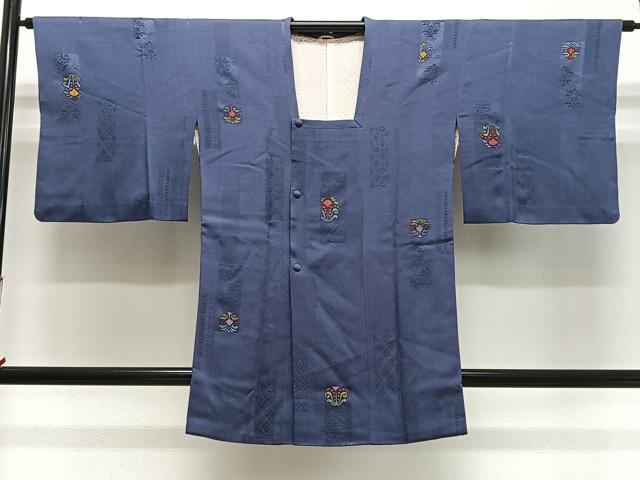 平和屋着物#道行コート 更紗草花文 ロング丈 正絹 逸品 CABL4325ua