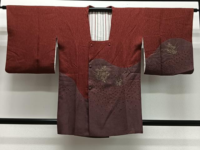 平和屋着物#道行コート 絞り 草花文 金彩 正絹 逸品 CABL4327ua