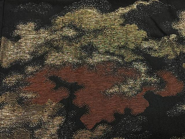 平和屋着物#羽織 寿光織 雲取り文 黒地 金糸 正絹 逸品 CABL4339ua