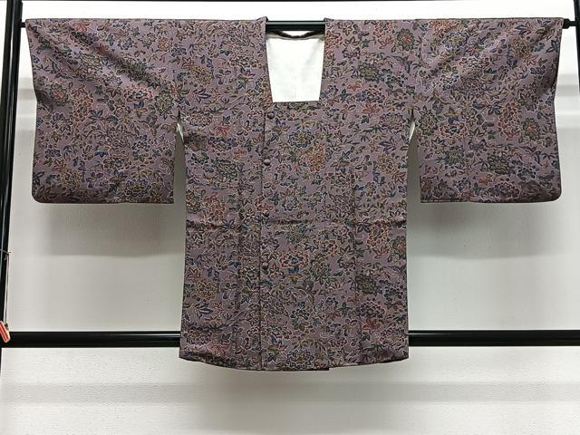 平和屋着物#道行コート 更紗草花文 正絹 逸品 CABL4352ua