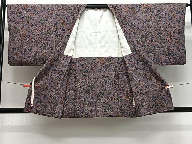 平和屋着物#道行コート 更紗草花文 正絹 逸品 CABL4352ua