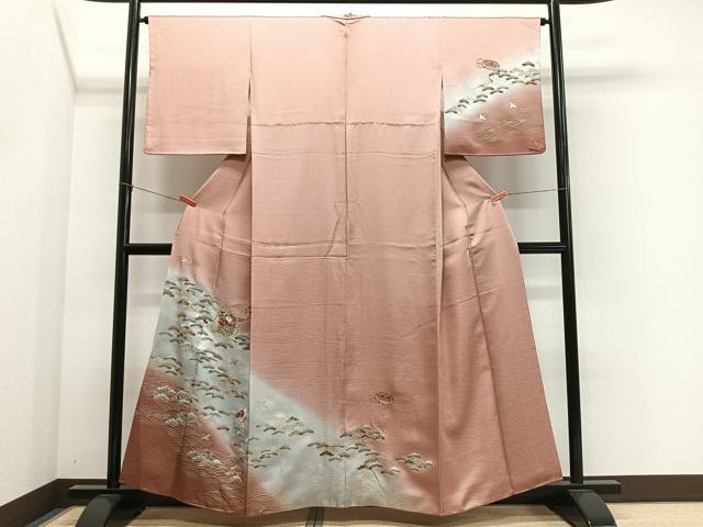 平和屋着物■訪問着 刺繍 流水文箱花文 暈し染め 金銀彩 正絹 逸品 CABL4358ua