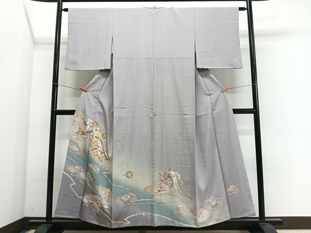 平和屋着物■豪華色留袖 駒刺繍 屏風扇面花文 暈し染め 金彩 正絹 逸品 CABL4375ua
