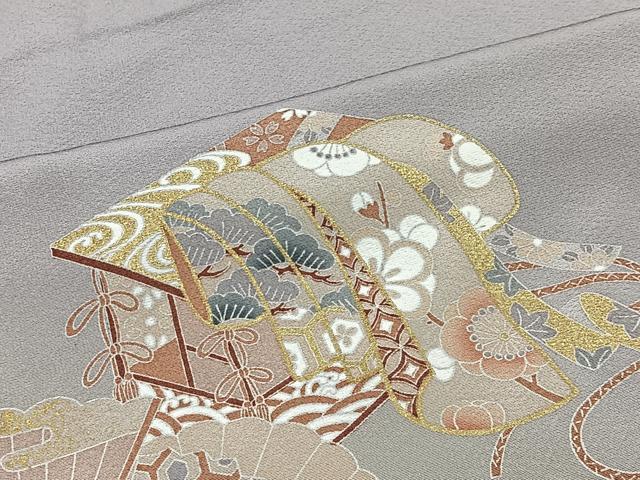 平和屋着物■豪華色留袖 駒刺繍 屏風扇面花文 暈し染め 金彩 正絹 逸品 CABL4375ua