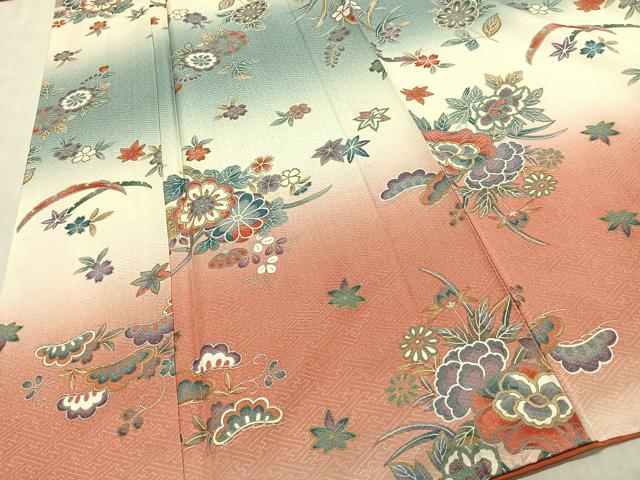 平和屋着物■上質な小紋 草花文 暈し染め 金銀彩 正絹 逸品 CABL4381ua