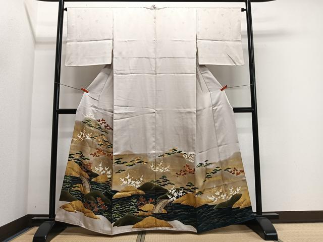 平和屋着物■豪華色留袖 駒刺繍 遠山風景文 暈し染め 金彩 正絹 逸品 CABL4383ua