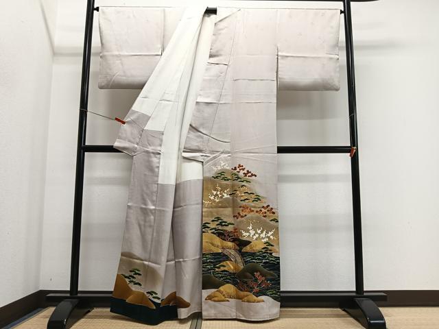 平和屋着物■豪華色留袖 駒刺繍 遠山風景文 暈し染め 金彩 正絹 逸品 CABL4383ua