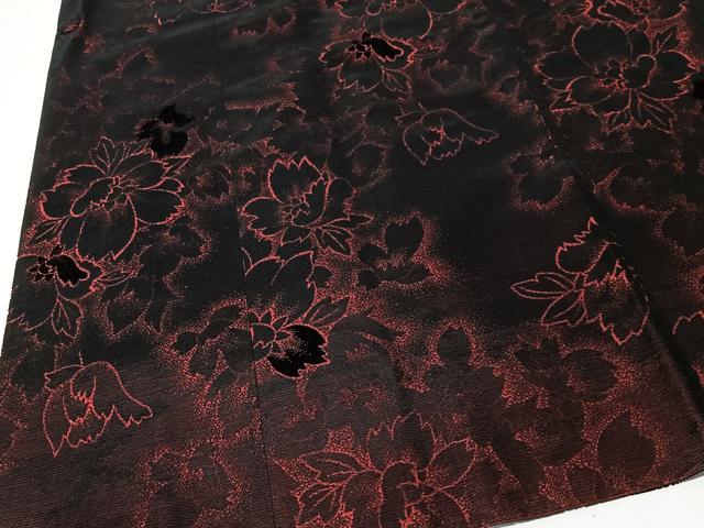 平和屋着物#道行コート 輪奈ビロード 草花文 ロング丈 正絹 逸品 CABL4390ua