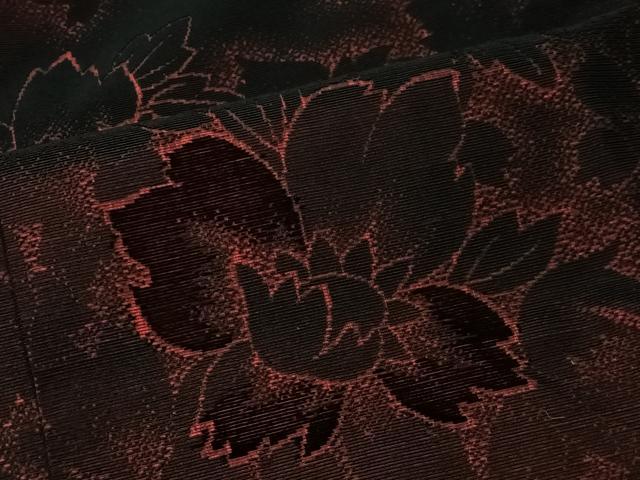 平和屋着物#道行コート 輪奈ビロード 草花文 ロング丈 正絹 逸品 CABL4390ua