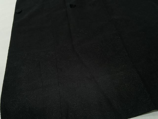 平和屋着物#道行コート 輪奈ビロード 草花文 黒地 ロング丈 正絹 逸品 未使用 CABL4397ua