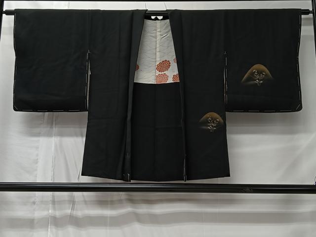 平和屋着物#羽織 刺繍 遠山エ霞草花文 黒地 金彩 正絹 逸品 未使用 CABL4400ua